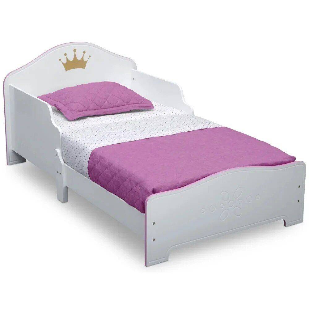 Enchanting Princess Crown Toddler Bed with Pink Accents 