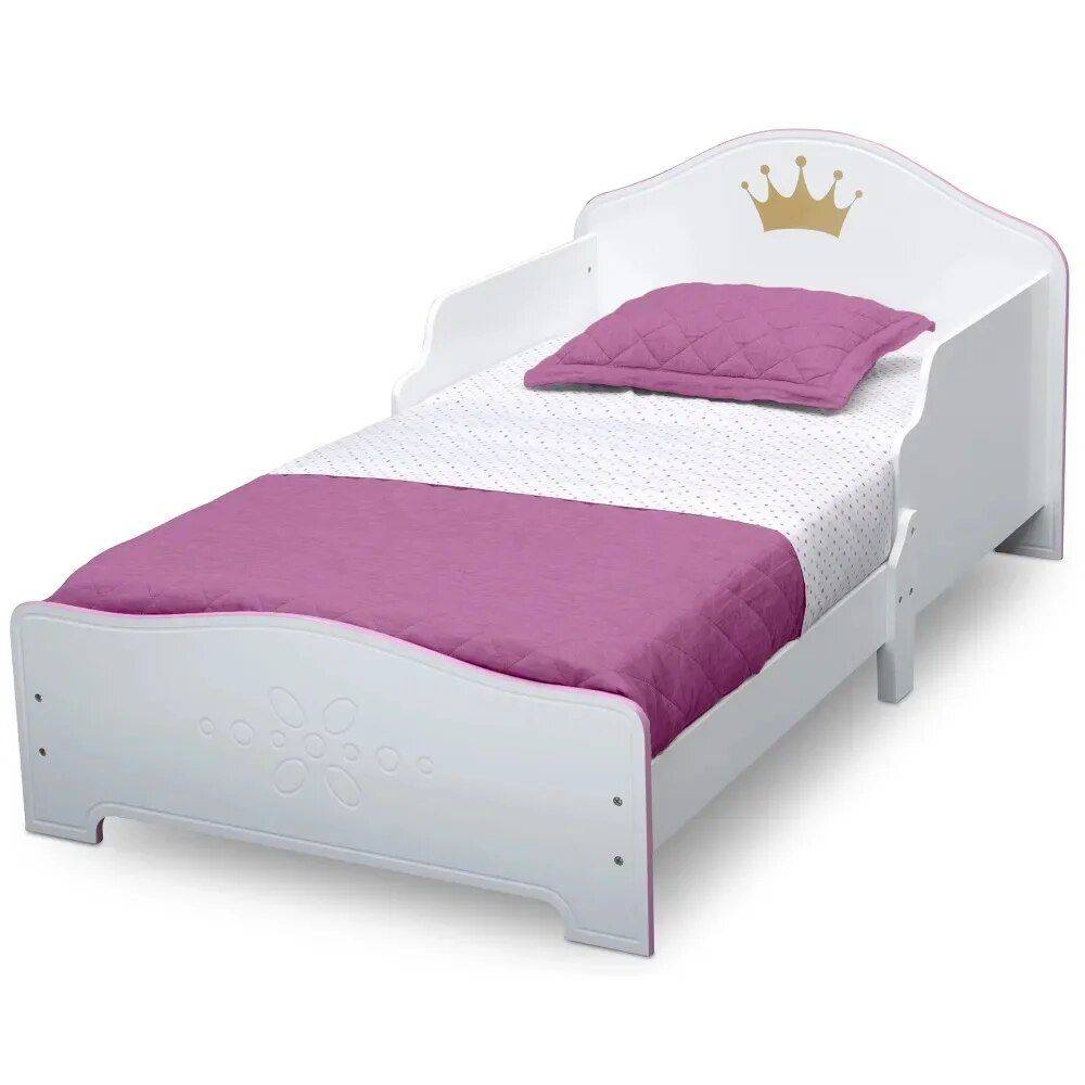 Enchanting Princess Crown Toddler Bed with Pink Accents 