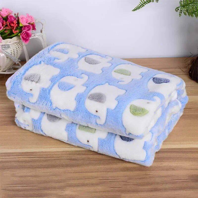 Elephant Print Baby Blanket Color: Blue Color: Yellow Size: 76cm x 52cm