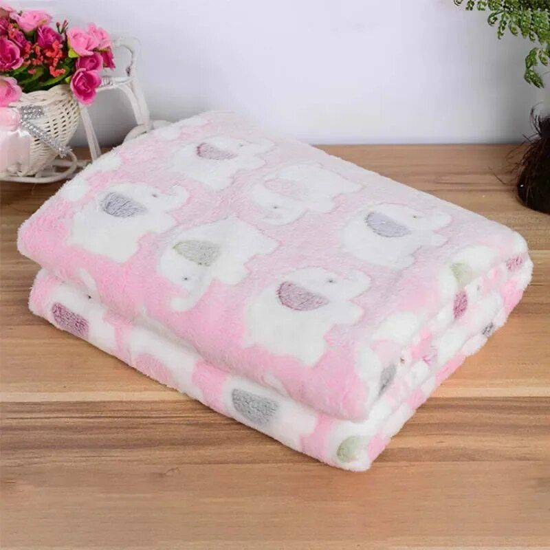 Elephant Print Baby Blanket Color: Pink Color: Yellow Size: 76cm x 52cm