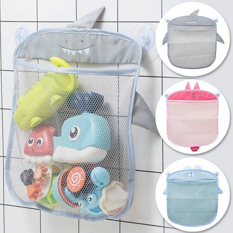 Quick-Dry Mesh Baby Bath Toy Organizer - Cartoon Shaped Bathroom & Beach Storage Bag 