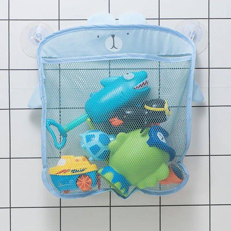 Quick-Dry Mesh Baby Bath Toy Organizer - Cartoon Shaped Bathroom & Beach Storage Bag 