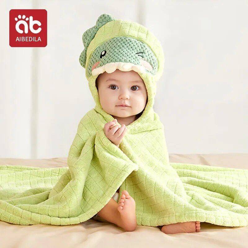 Soft Pure Cotton Newborn Bath Towel with Hooded Bathrobe Animal: Elephant|Bear Animal: Dinosaur 