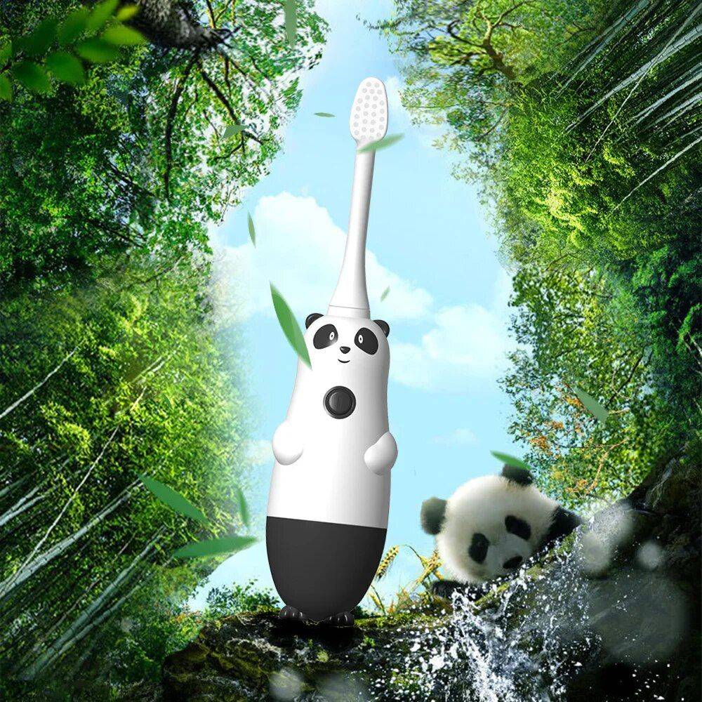 Kid-Friendly Panda Electric Toothbrush: Sonic Vibrations for Gentle Whitening and Deep Cleaning Kids & Babies  