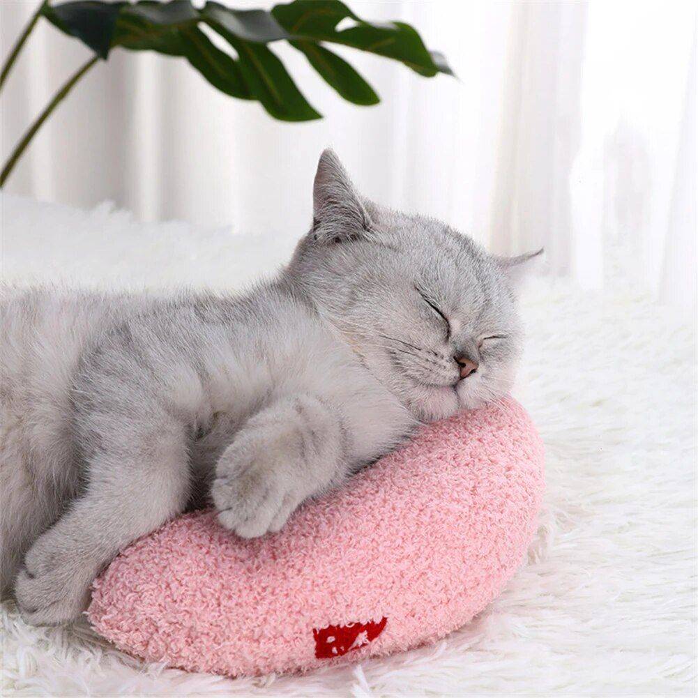 Comfy U-Shape Plush Pillow for Cats & Small Dogs Pet Supplies Color : White|Blue|Yellow|Pink 