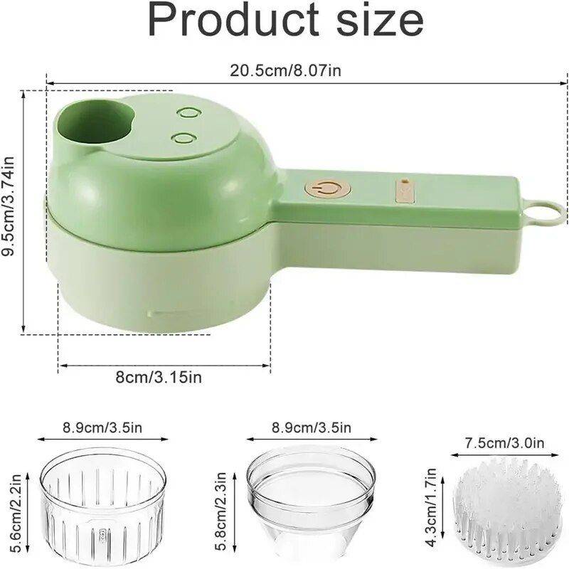 Wireless 4-in-1 Handheld Electric Vegetable Chopper & Slicer Kitchen Set : Full Set 