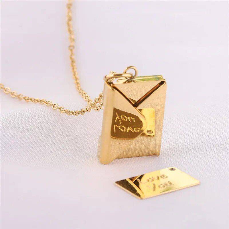 Love Letter Envelope Pendant Necklace Gadgets TikTok Specials Metal Color : Silver|Gold|Rose Gold 