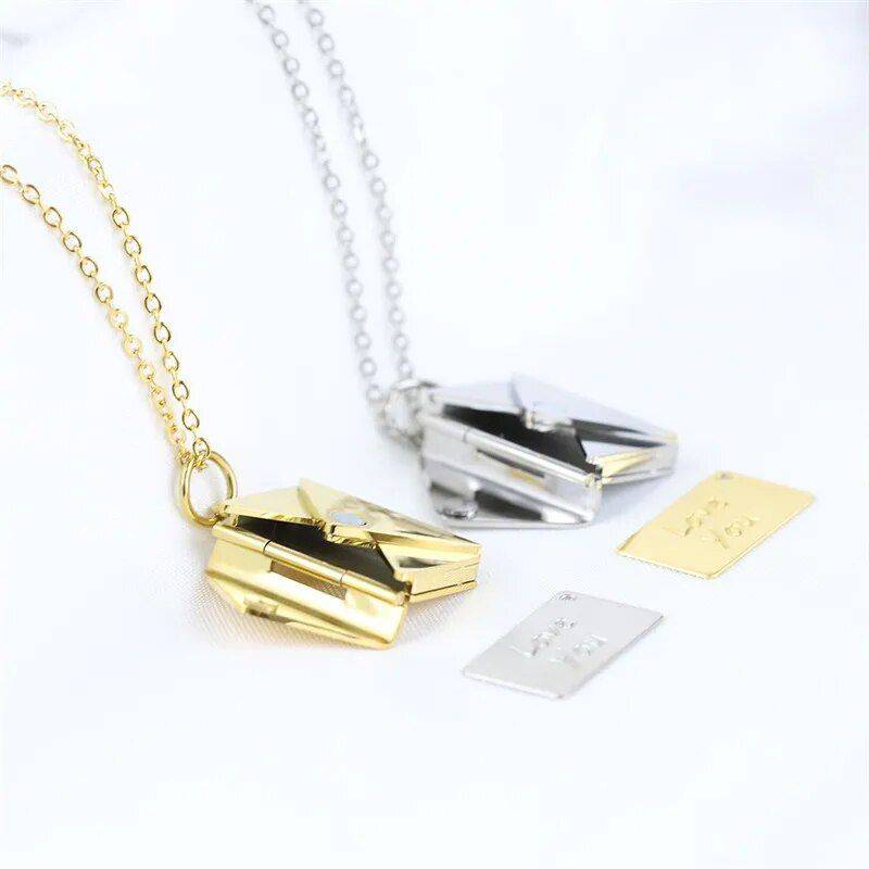 Love Letter Envelope Pendant Necklace Gadgets TikTok Specials Metal Color : Silver|Gold|Rose Gold 