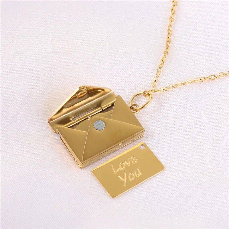 Love Letter Envelope Pendant Necklace Gadgets TikTok Specials Metal Color : Silver|Gold|Rose Gold 