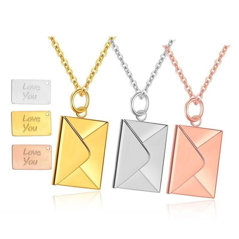 Love Letter Envelope Pendant Necklace Gadgets TikTok Specials Metal Color : Silver|Gold|Rose Gold 