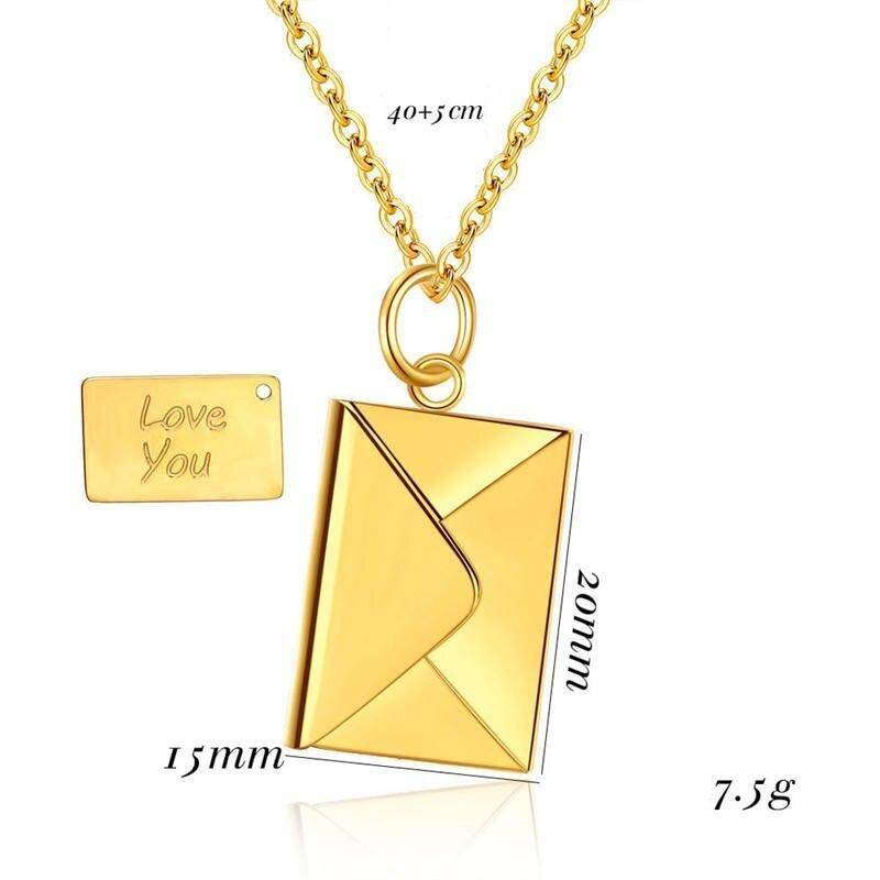 Love Letter Envelope Pendant Necklace Gadgets TikTok Specials Metal Color : Silver|Gold|Rose Gold 