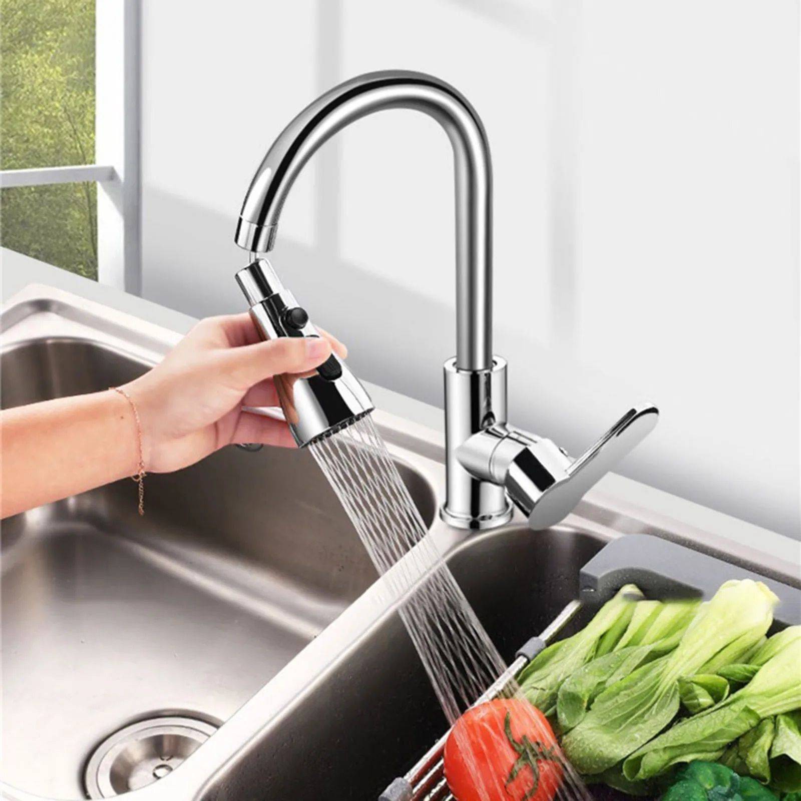 Universal Pressurized Faucet Nozzle Kitchen Model : Silver 3 Function Faucets|Black 3 Function Faucets 