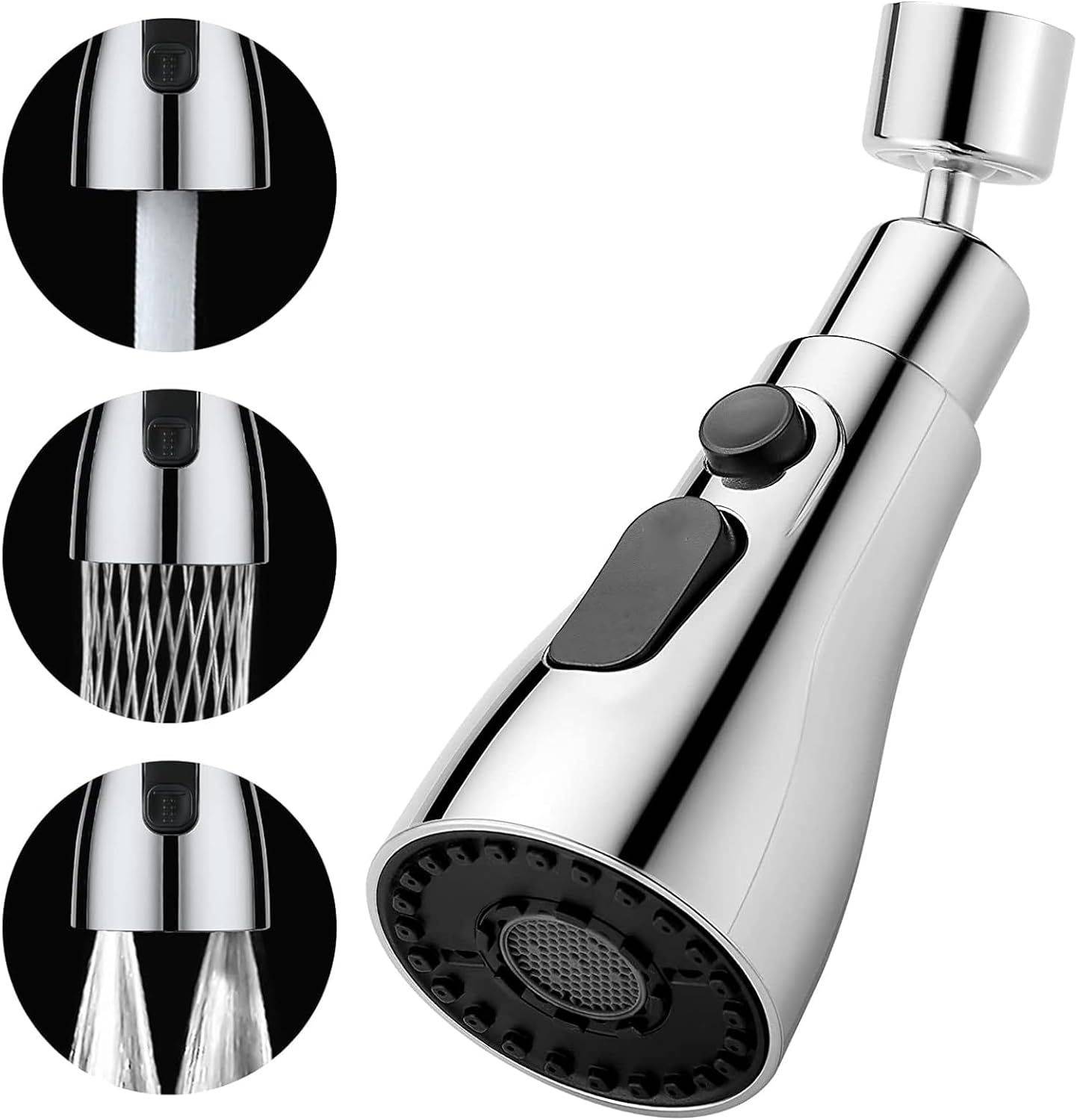 Universal Pressurized Faucet Nozzle Kitchen Model : Silver 3 Function Faucets|Black 3 Function Faucets 