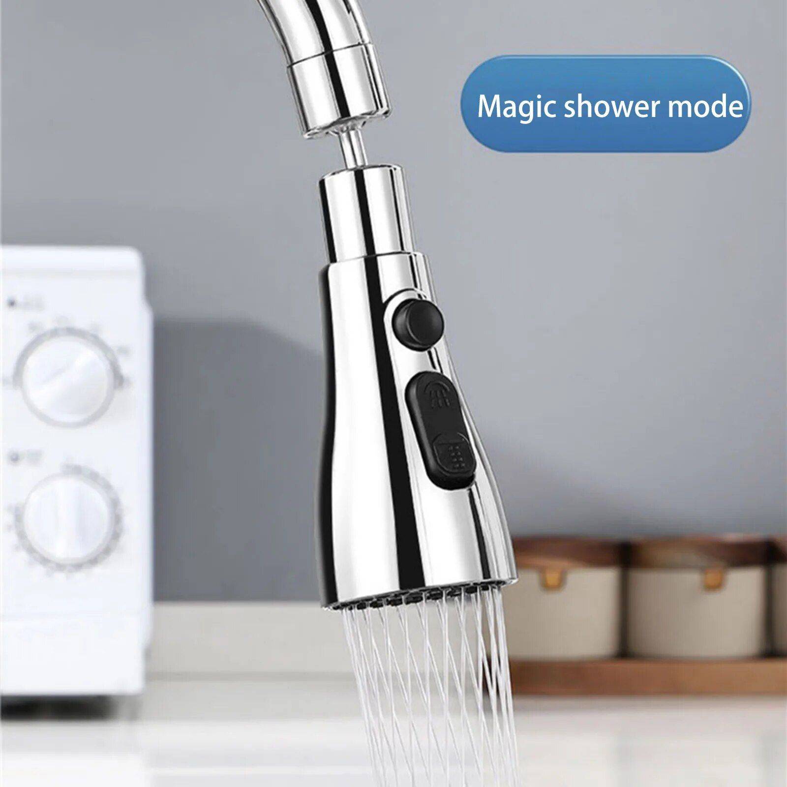 Universal Pressurized Faucet Nozzle Kitchen Model : Silver 3 Function Faucets|Black 3 Function Faucets 