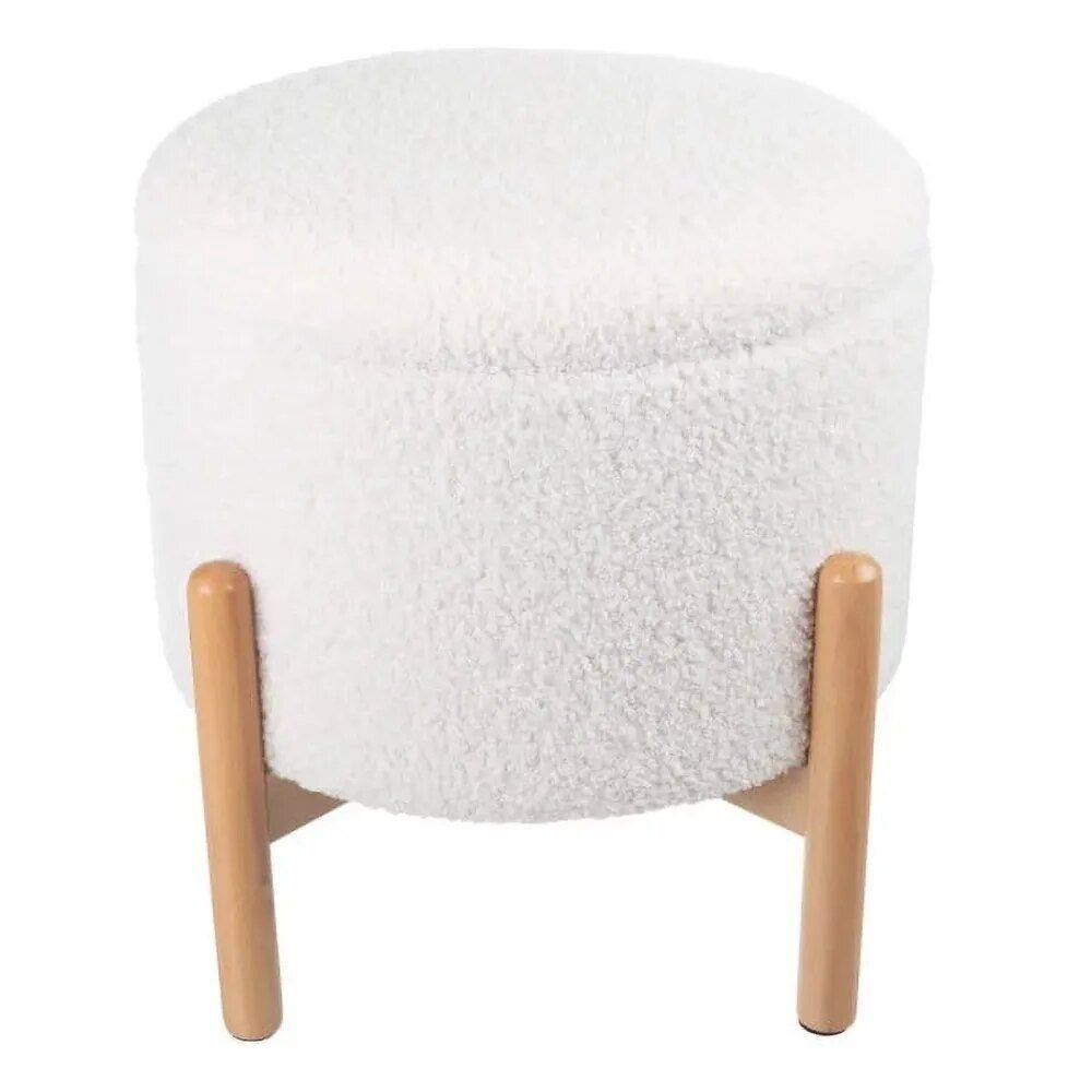 Elegant White Round Ottoman with Storage Furniture  