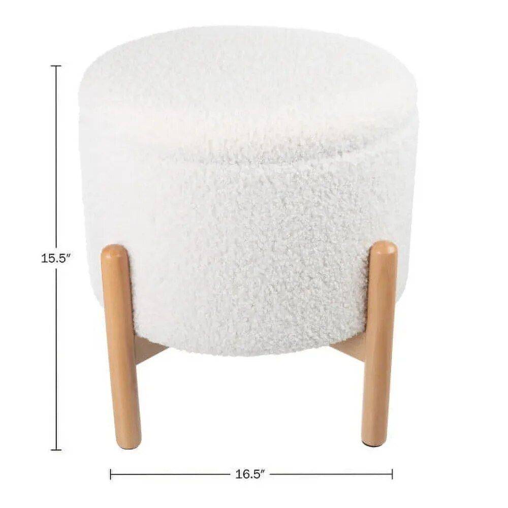 Elegant White Round Ottoman with Storage Furniture  