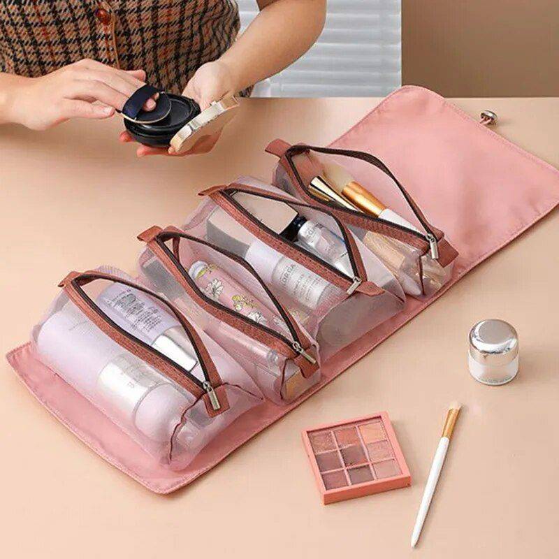 4-Piece Detachable Travel Makeup Bag Set Cosmetic Bags Health & Beauty Color : Pink|Black 