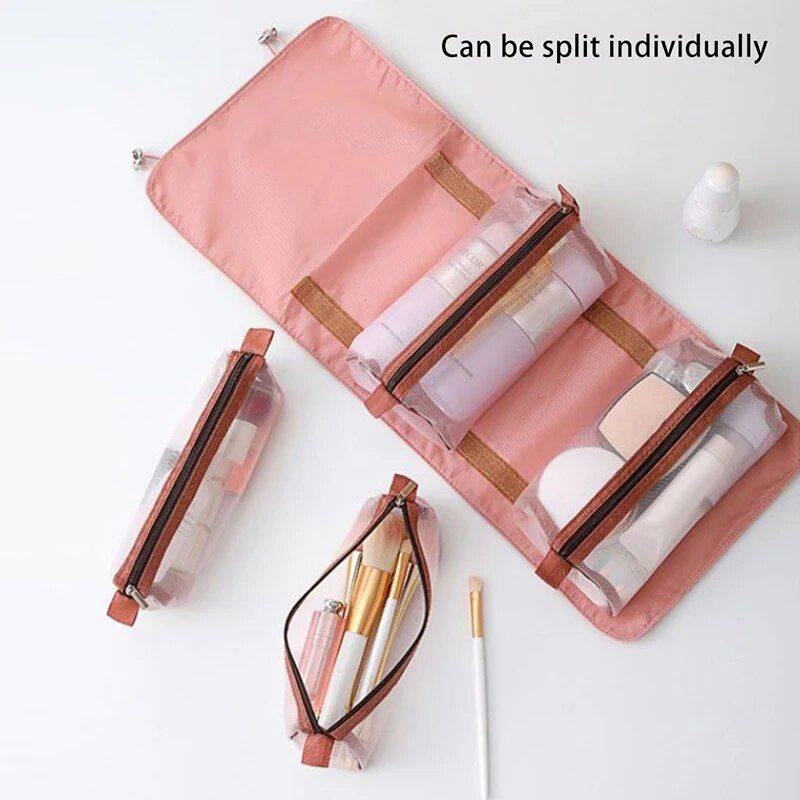 4-Piece Detachable Travel Makeup Bag Set Cosmetic Bags Health & Beauty Color : Pink|Black 