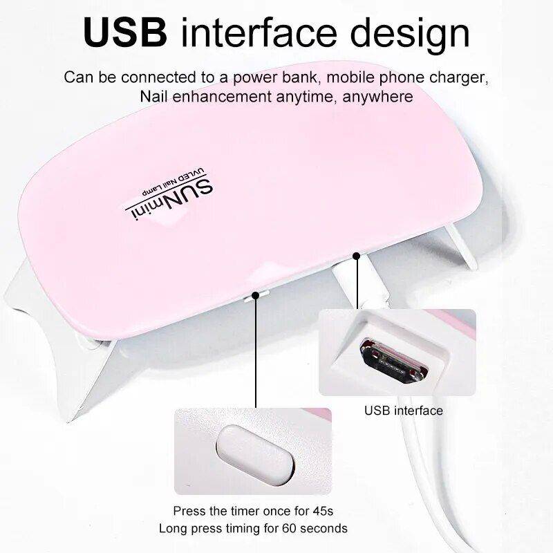 Portable UV Nail Dryer | 6W Mini LED Manicure Lamp with USB Cable Best Sellers Foot, Hand & Nail Care Health & Beauty Color : Pink|White 