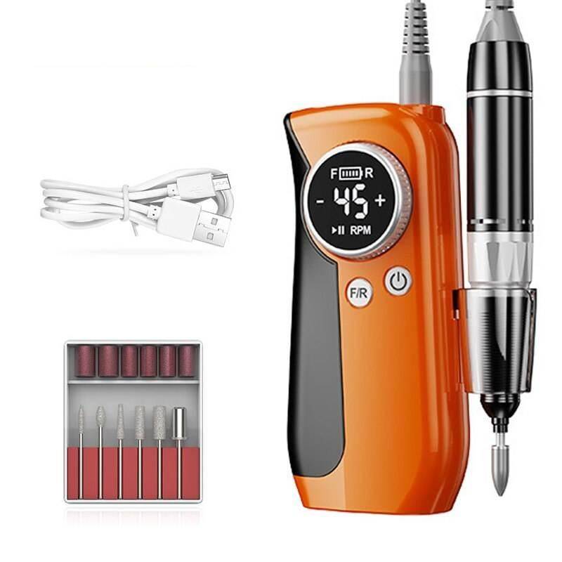 High-Speed 45000RPM Rechargeable Nail Drill Kit - Professional Cordless Manicure Set Foot, Hand & Nail Care Health & Beauty Color : Orange|Green|Purple 