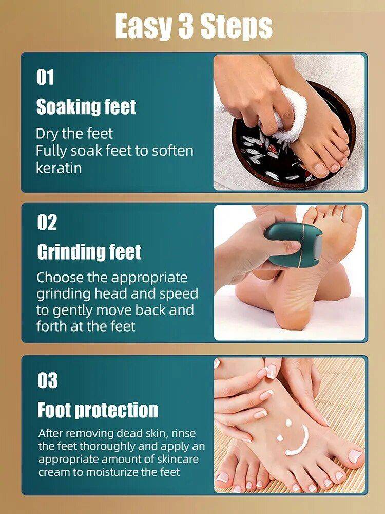 Rechargeable Electric Foot Callus Remover with 3 Grinding Rollers Foot, Hand & Nail Care Health & Beauty Color : Green 