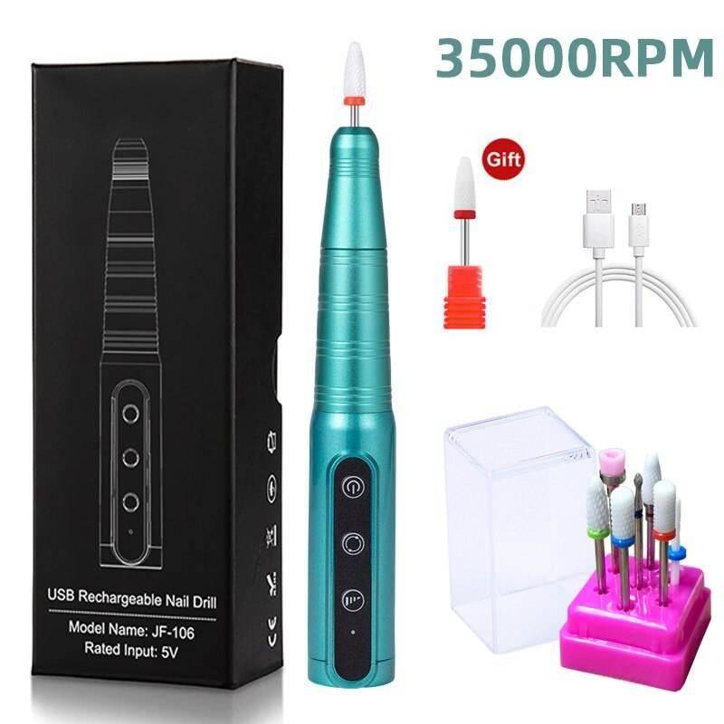 Wireless 35000RPM USB Nail Drill Pen: Portable Rechargeable Manicure & Pedicure Tool Foot, Hand & Nail Care Health & Beauty Color : Pink |Green |Gold  