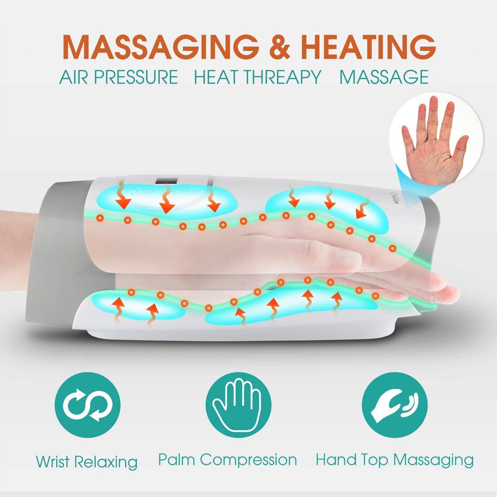 Heated Acupoint Hand Massager with Air Compression & Physiotherapy Foot, Hand & Nail Care Health & Beauty  