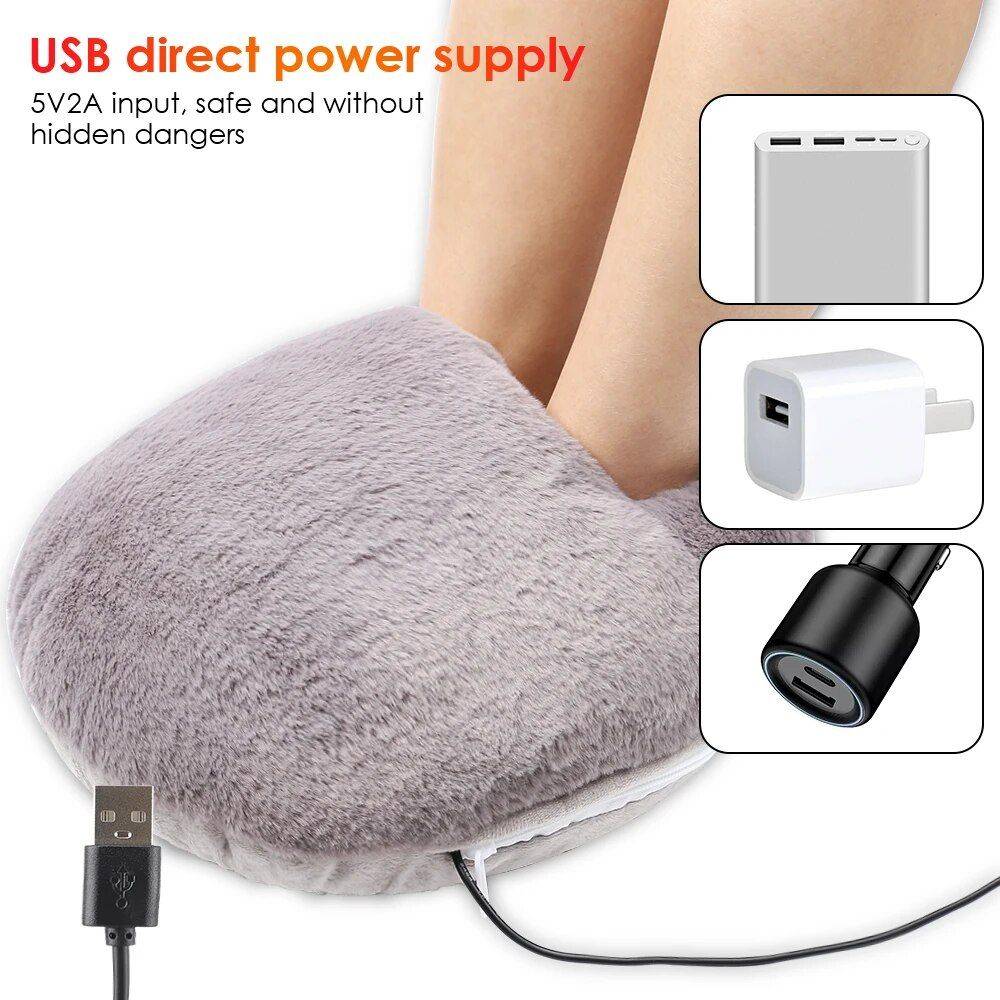 USB Electric Foot Warmer Shoes for Winter Comfort Foot, Hand & Nail Care Health & Beauty Color : Grey 