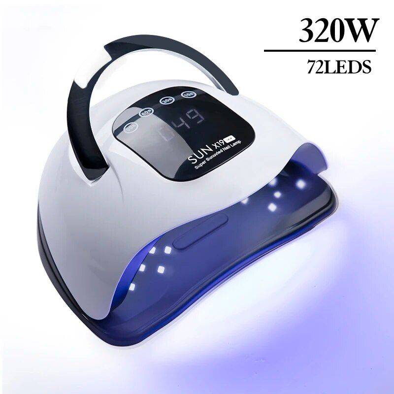 Professional 320W UV LED Nail Lamp: 72 LED Lights for Quick Gel Polish Drying Foot, Hand & Nail Care Health & Beauty Color: SUNX19MAX Plugs Type: US 