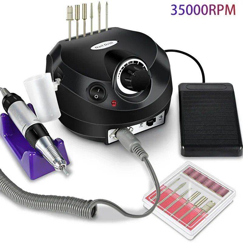 35000RPM Electric Nail Drill Professional Manicure Machine Foot, Hand & Nail Care Health & Beauty Color: Black 