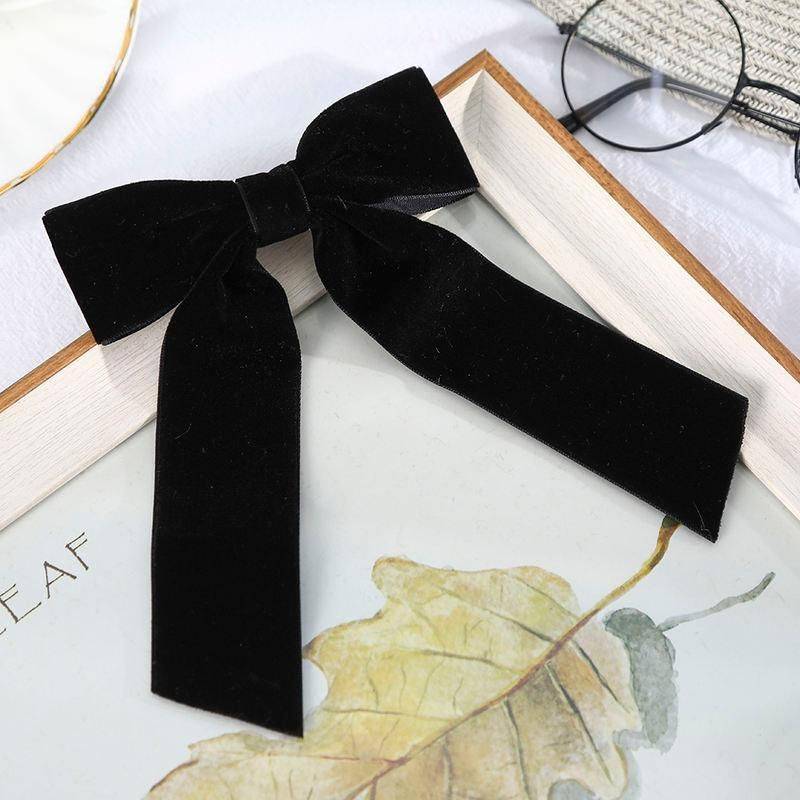 Elegant Velvet Ribbon Hair Clips - Vintage Large Bow Barrettes for Women and Girls Hair Care & Styling Tools Health & Beauty Color: Black 