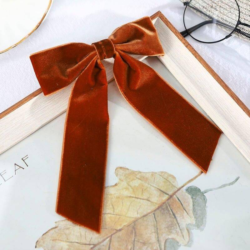 Elegant Velvet Ribbon Hair Clips - Vintage Large Bow Barrettes for Women and Girls Hair Care & Styling Tools Health & Beauty Color: Brown 