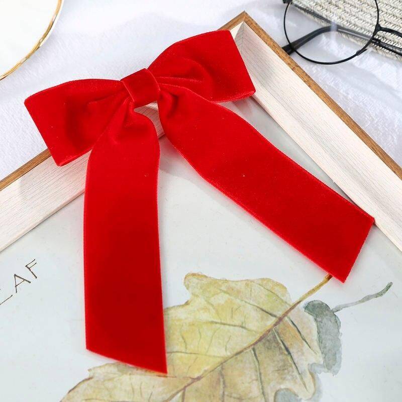 Elegant Velvet Ribbon Hair Clips - Vintage Large Bow Barrettes for Women and Girls Hair Care & Styling Tools Health & Beauty Color: Red 