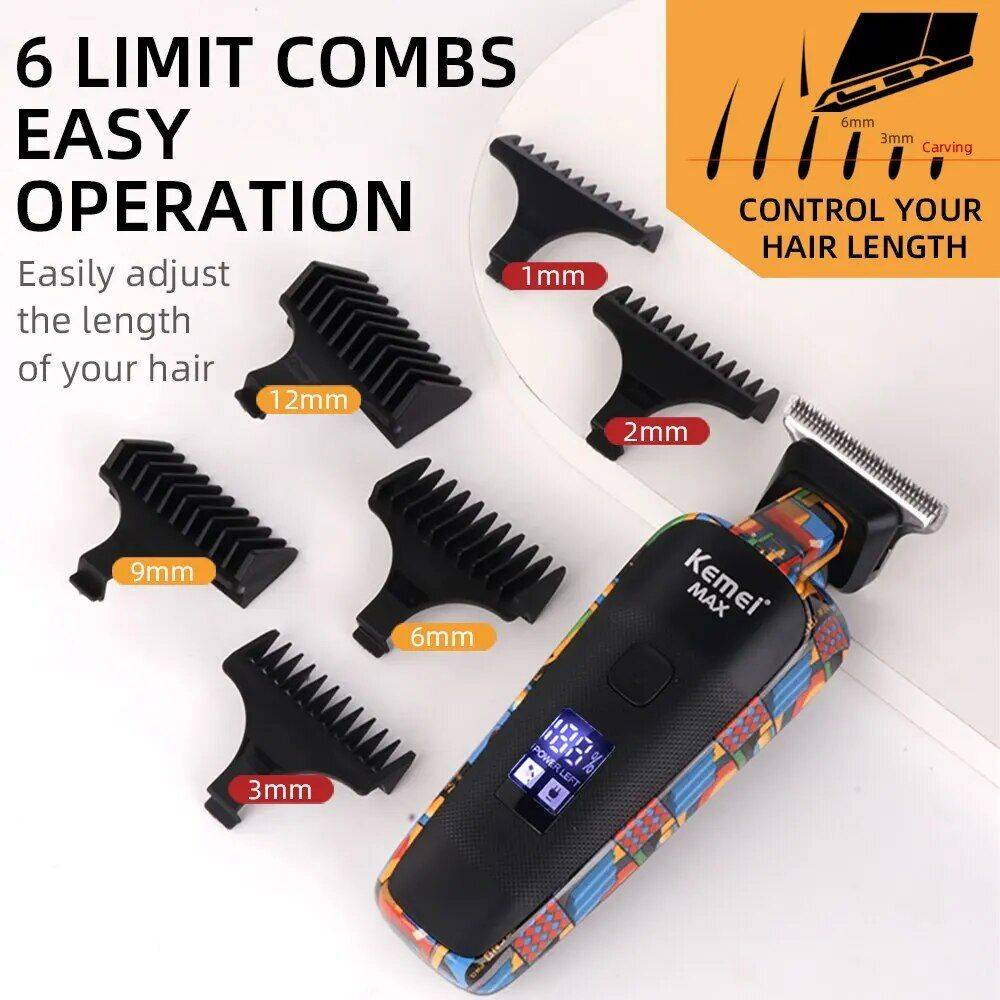 Professional Digital Hair Clipper with Random Graffiti Design - Multifunctional Electric Trimmer for Men Hair Care & Styling Tools Health & Beauty Model : KM-MAX5090 