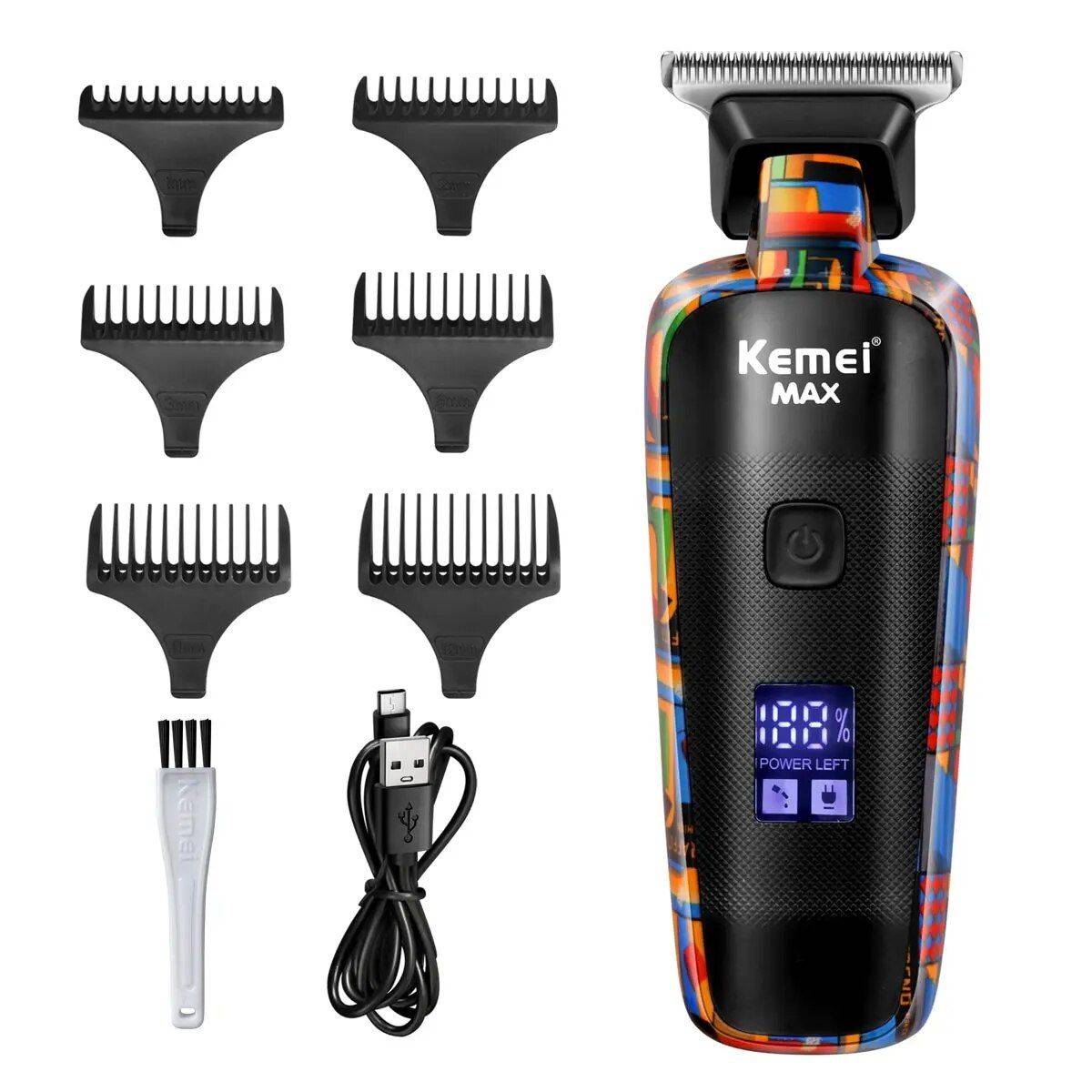 Professional Digital Hair Clipper with Random Graffiti Design - Multifunctional Electric Trimmer for Men Hair Care & Styling Tools Health & Beauty Model : KM-MAX5090 