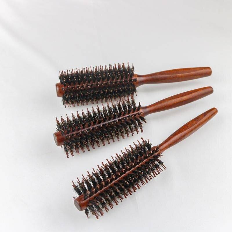 Square Handle Curly Hair Roller Comb - Natural Porcine Bristle Hair Care & Styling Tools Health & Beauty Size : S|M|L 