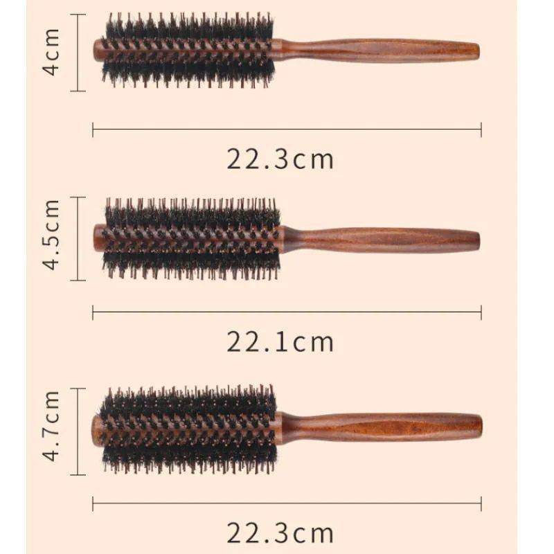 Square Handle Curly Hair Roller Comb - Natural Porcine Bristle Hair Care & Styling Tools Health & Beauty Size : S|M|L 