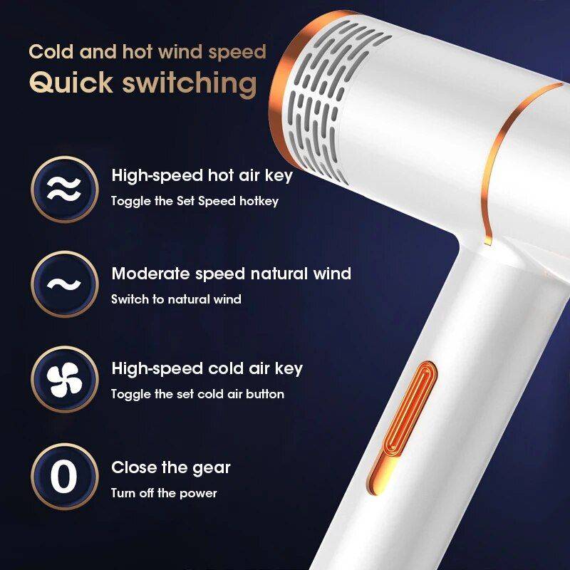 Ionic Hair Dryer with Dual Temperature Control - Professional Hot & Cold Air Styler Hair Care & Styling Tools Health & Beauty Color : White|Black 