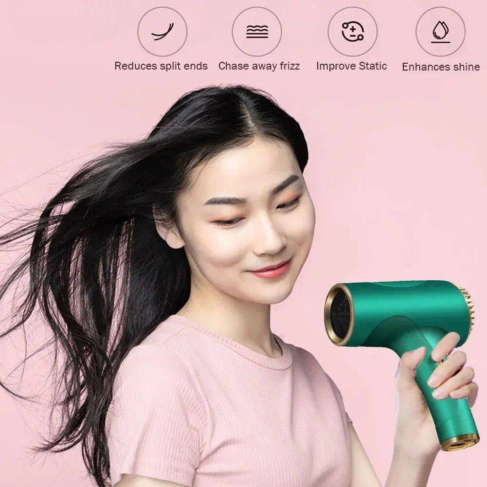 Portable Dual-Mode Wireless Hair Dryer – Fast Drying, Low Noise, Rechargeable for Travel & Home Hair Care & Styling Tools Health & Beauty Color : White|Green|Black|Pink 