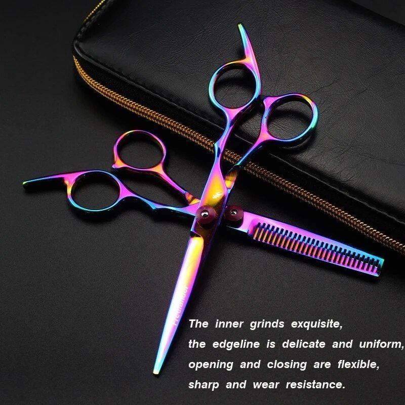 Professional 6-Inch Hair Thinning & Cutting Scissors - Precision Barber Shears for Styling Hair Care & Styling Tools Health & Beauty Color : black cutting|black thinning|purple cutting|purple thinning|rainbow cutting|rainbow thinning 