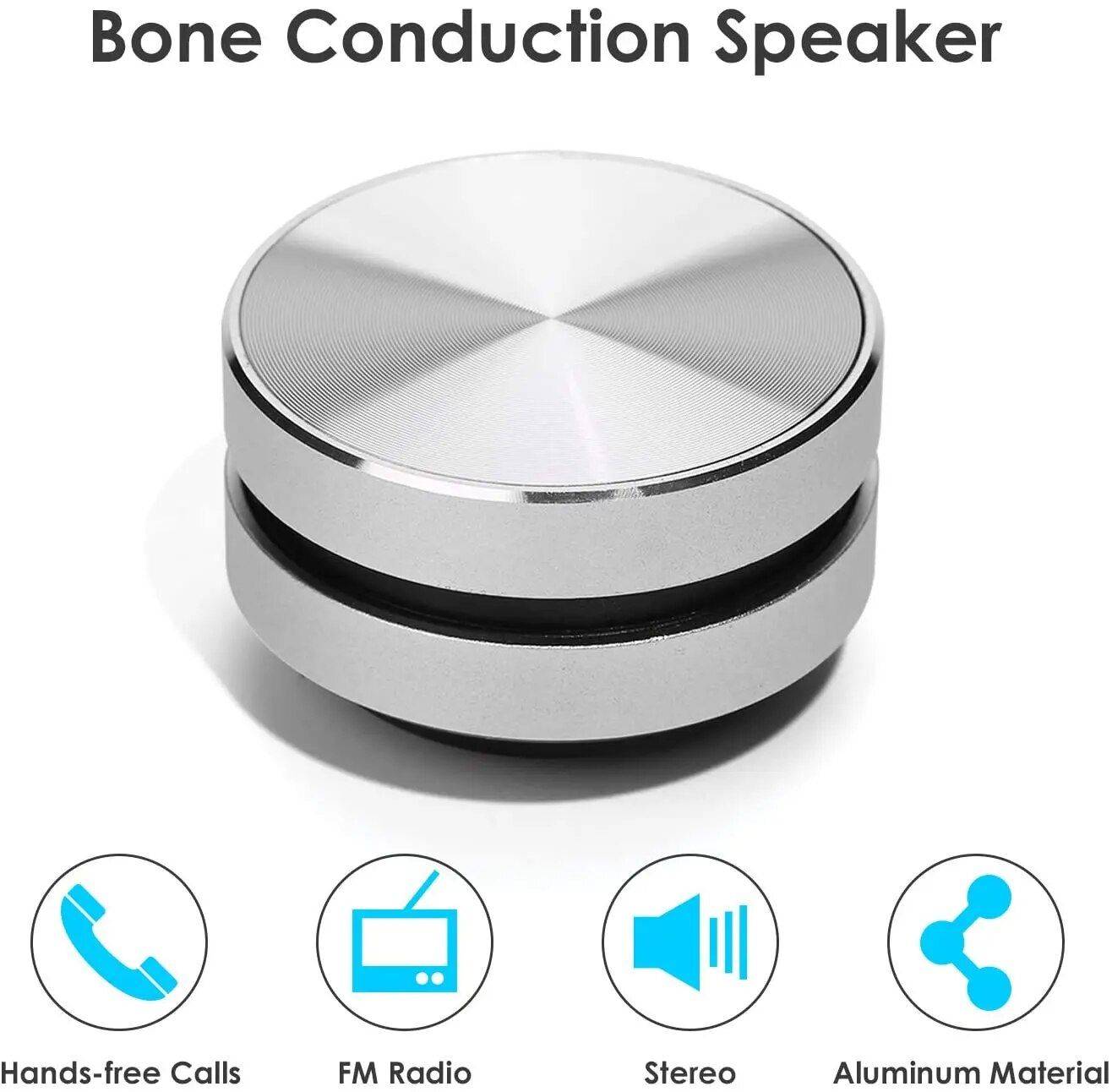 Compact Bone Conduction Portable Bluetooth Speaker with FM Radio Gadgets Color : Sliver|Black|Red 