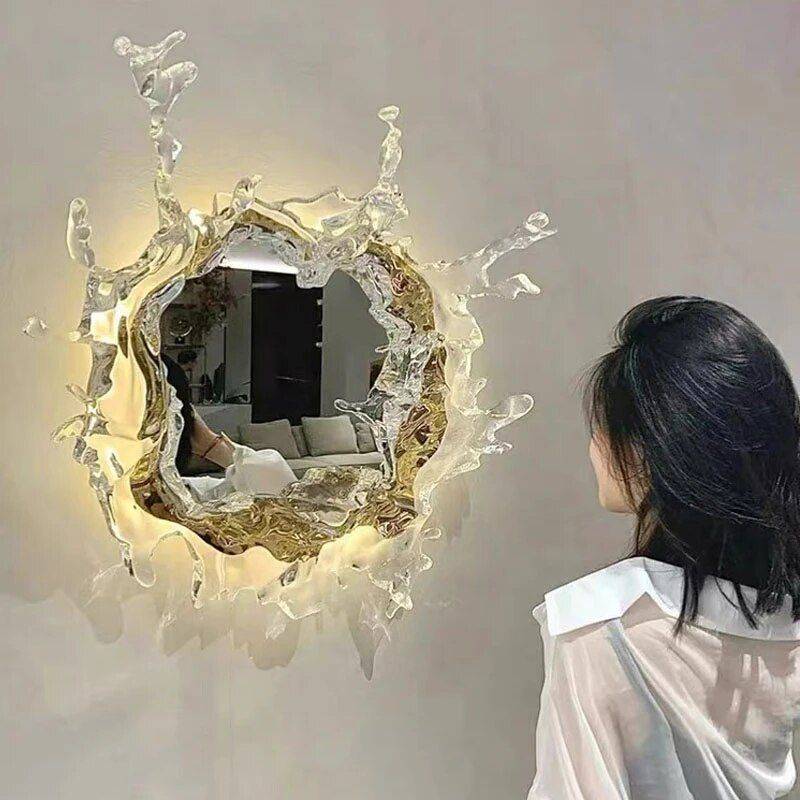 Luxury Water Spray Mirror Wall Lamp - Dimmable LED Deco Sconce for Modern Home Lighting Bathroom Size : 46cm|66cm 