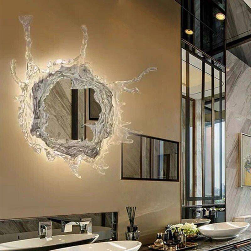 Luxury Water Spray Mirror Wall Lamp - Dimmable LED Deco Sconce for Modern Home Lighting Bathroom Size : 46cm|66cm 