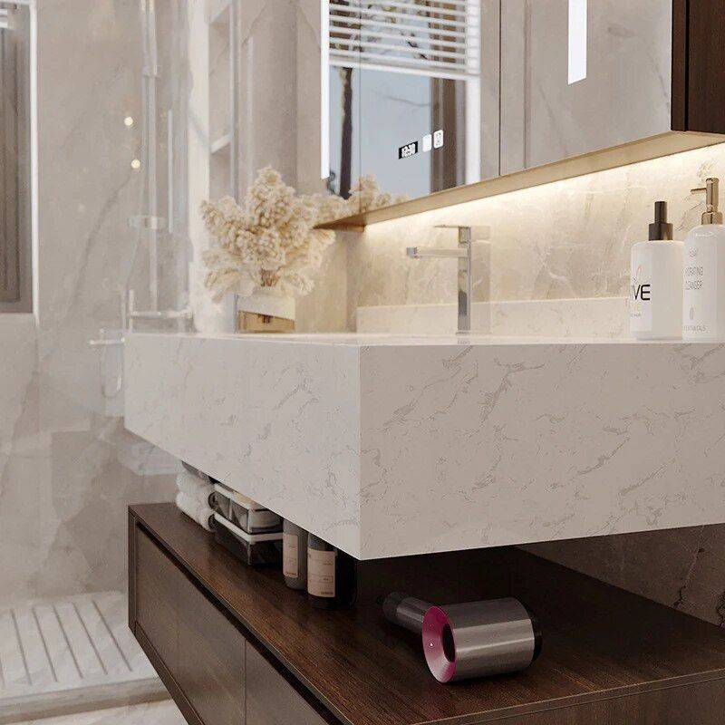 Modern Marble Surface Smart LED Bathroom Mirror Cabinet and Sink Set Bathroom  