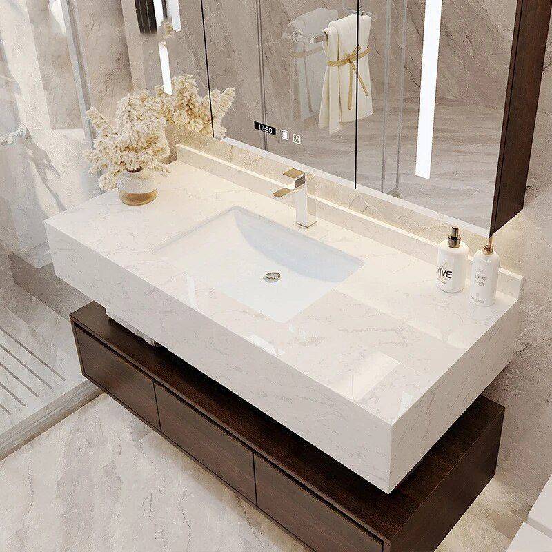 Modern Marble Surface Smart LED Bathroom Mirror Cabinet and Sink Set Bathroom  