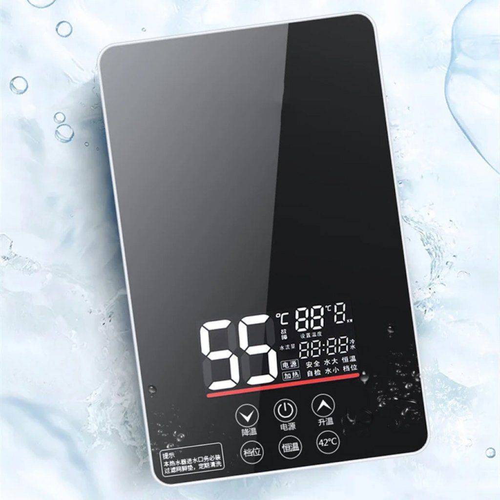 Electric Instant Hot Water Heater 6000W/7000W - Tankless Boiler with Digital Thermostat for Bathroom and Kitchen Bathroom Color : 6080W Black|7000W Blue|7000W Black|6080W Blue 