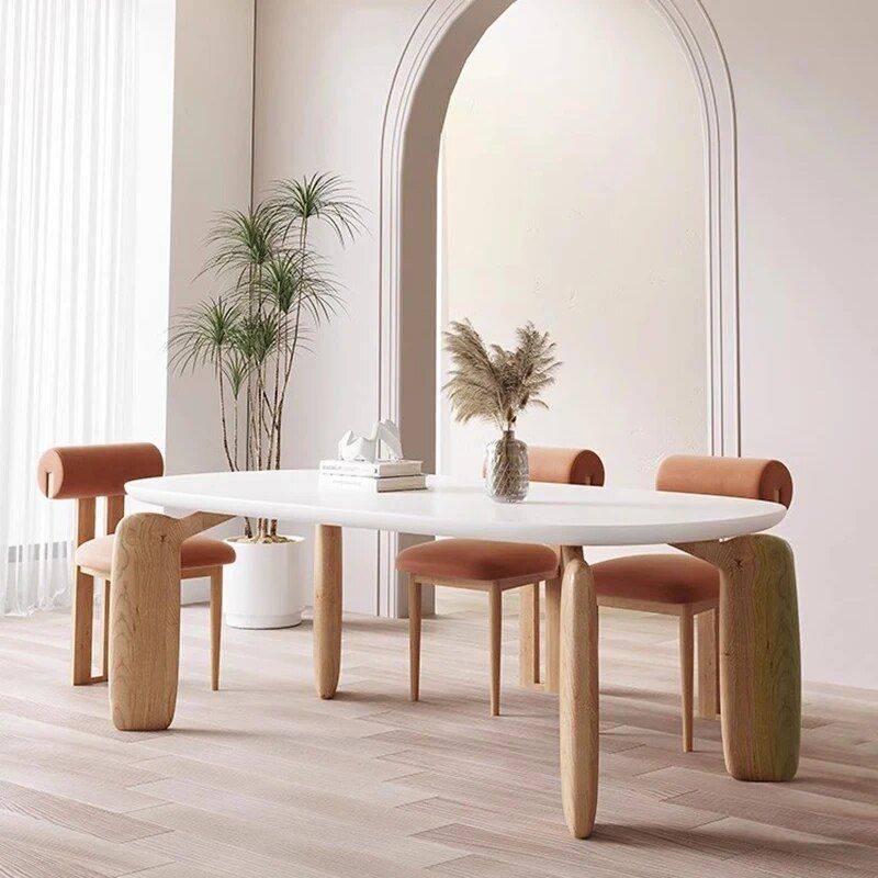 Luxurious Modern Oval Wood Dining Table for Elegant Spaces Furniture Size : 140x80x75CM 