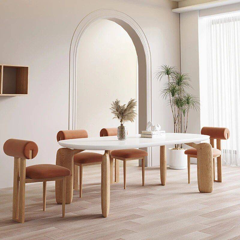 Luxurious Modern Oval Wood Dining Table for Elegant Spaces Furniture Size : 140x80x75CM 