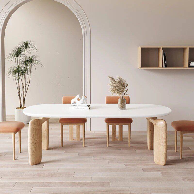 Luxurious Modern Oval Wood Dining Table for Elegant Spaces Furniture Size : 140x80x75CM 