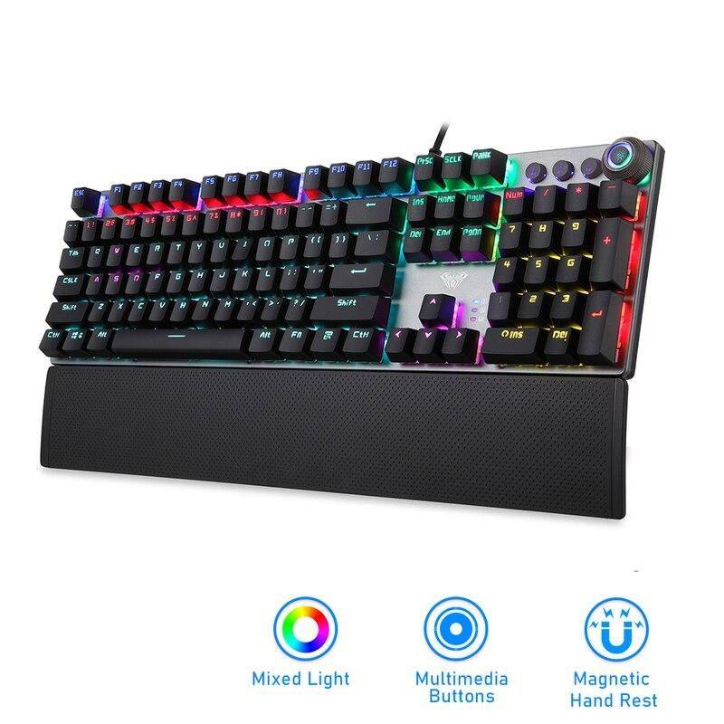 Wired Mechanical Gaming Keyboard Gadgets Color : Black Switch|Blue Switch|White Backlight|Brown Switch 